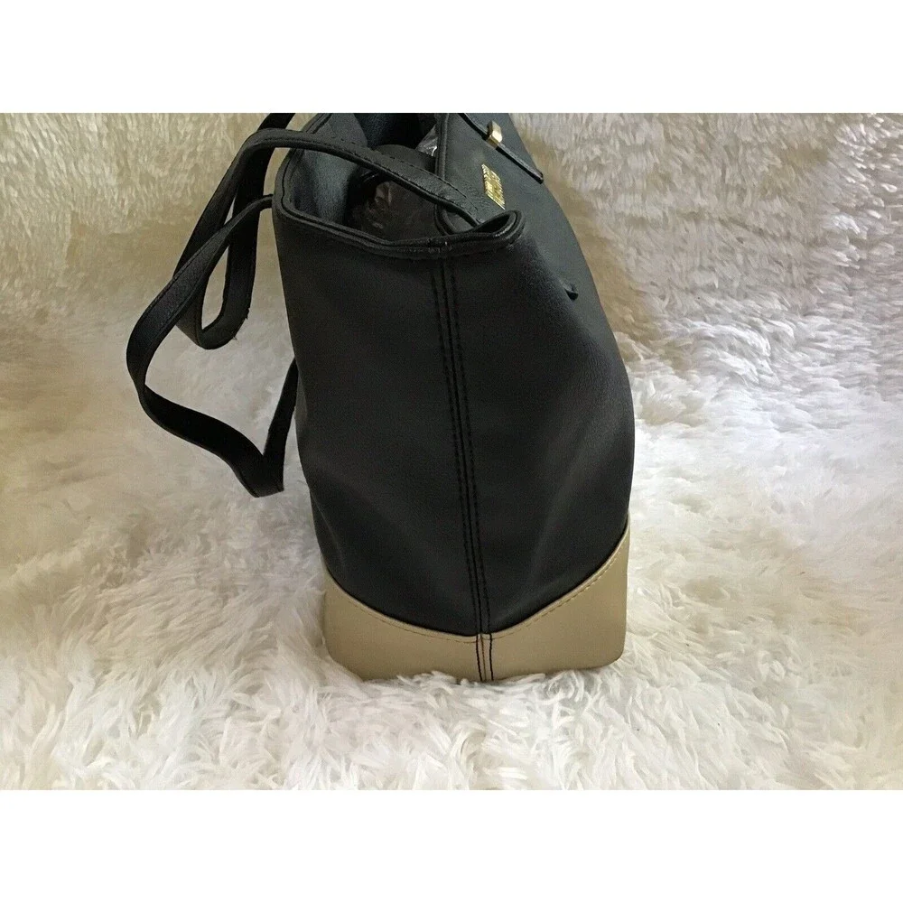 Kenneth Cole Reaction Tote Black Gold Color Block Medium Classic Preppy - Picture 8 of 10